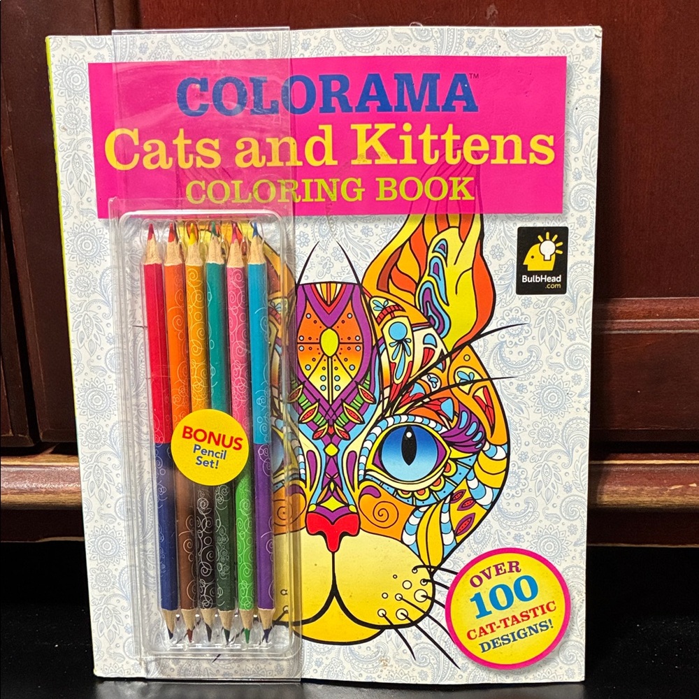 Vintage Colorama Cats and Kittens Coloring Book with Bonus Pencil Set